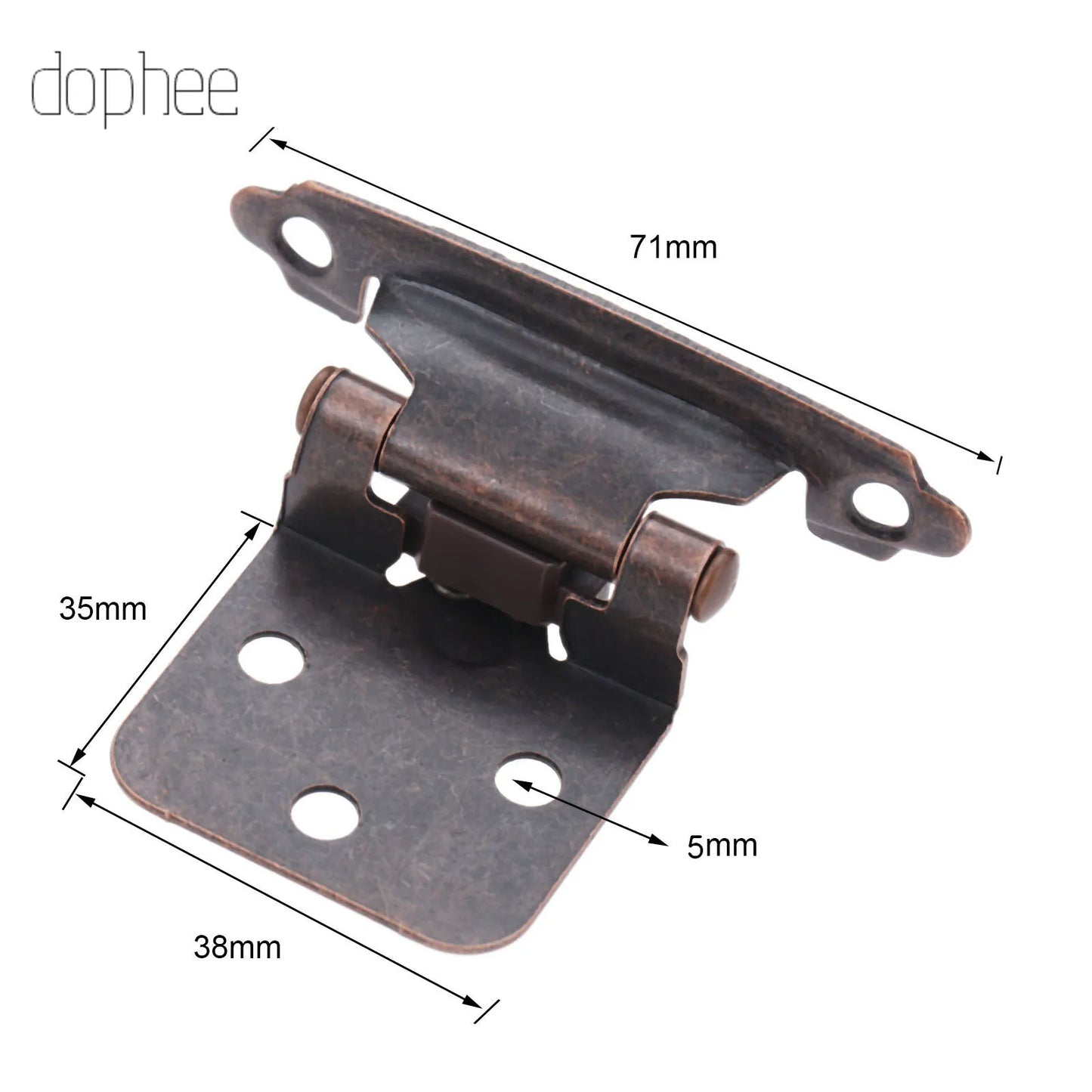 2-teiliges Edelstahl Overlay Möbel-Scharnier 71x38x35mm für Schränke
