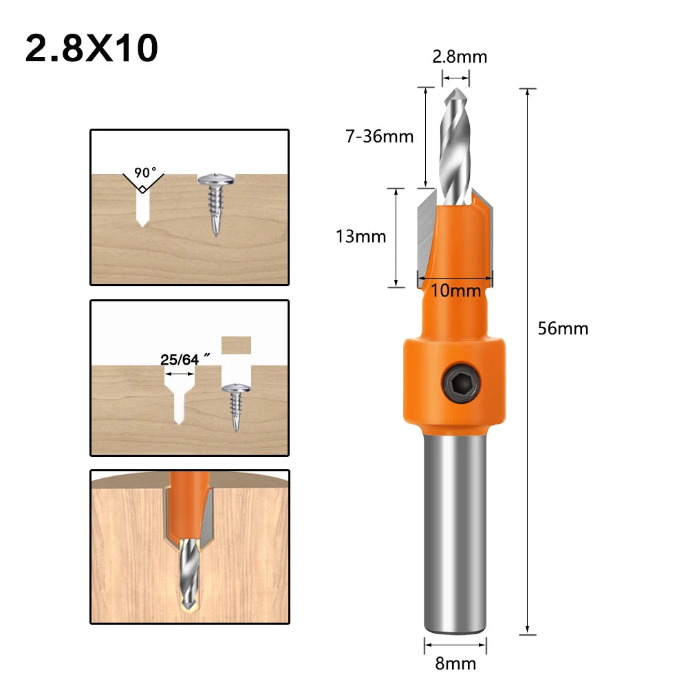 HSS Senker Router Bit mit 8mm Schaft für präzise Holzbearbeitung