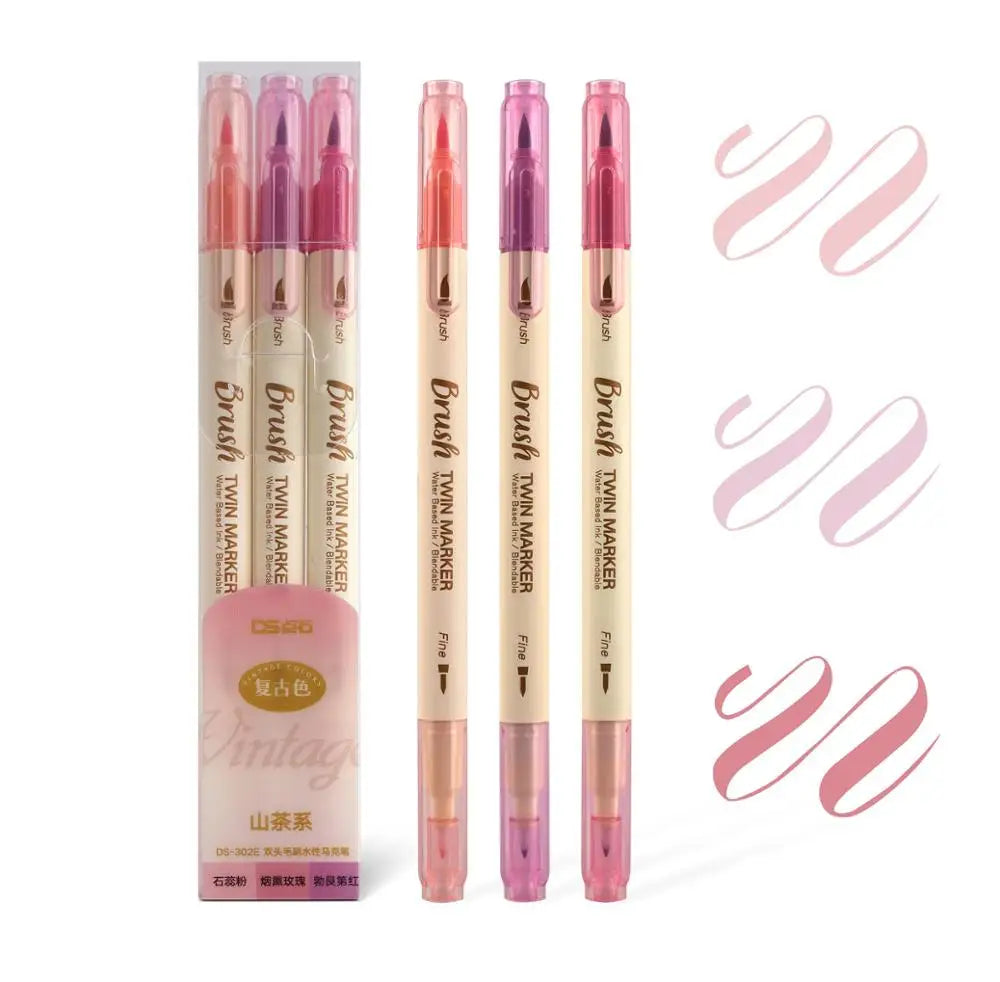 3-teiliges Set Dual-Ended Pinselmarker für kreative Aquarell Zeichnungen