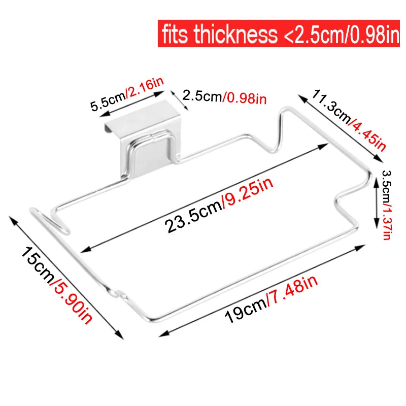 Platzsparender Edelstahl Müllhalter für Küchenschrank – robust - kratzfest, 18,7x13,9cm