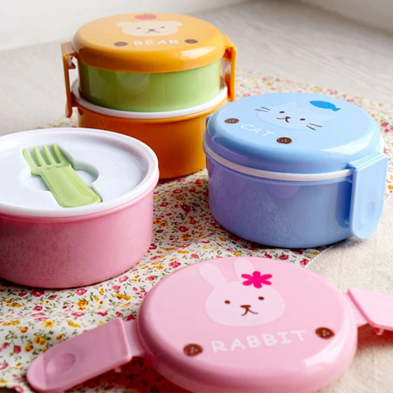 Niedliche tierische Lunchbox, japanische doppelschichtige Mini-Bento-Box