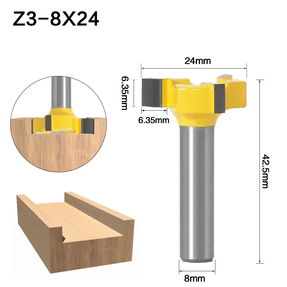 4 Rand Schlitzen Cutter Holz-Fräser in 6mm 8mm 12mm Schaftgrößen