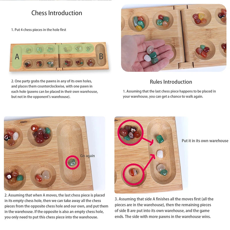 Mancala Holzspiel Klappbrett Klassisches Strategiespiel ab 7 Jahre
