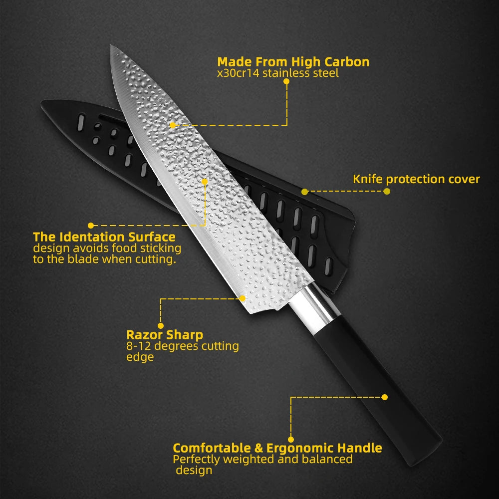 Küchenmesser Chef 7CR17 440C Edelstahl Antihaftklinge Brotschneider Utility Santoku Set