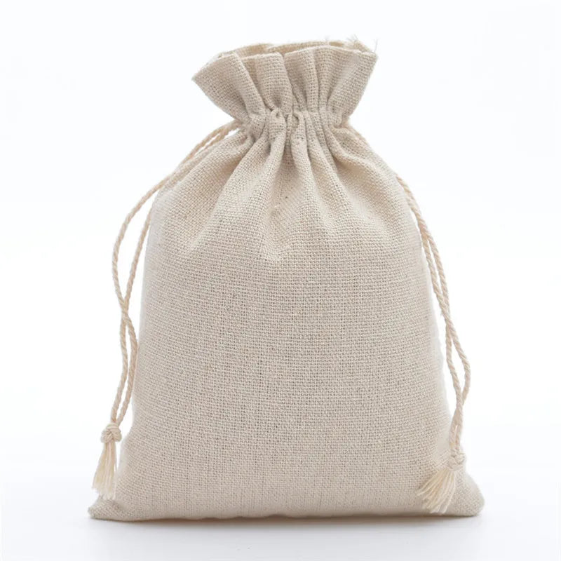 10-teiliges Set Baumwoll-Geschenktaschen mit Kordelzug für Schmuck und Kosmetik