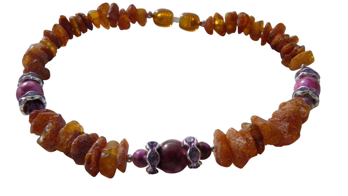 Bernsteinkette für den Hund mit Sugilith 24cm Handgefertigt