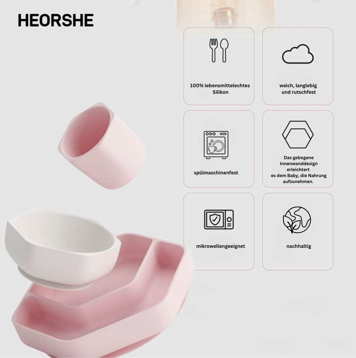 Kindgerechtes Esslerngeschirr für selbstständiges Essen lernen