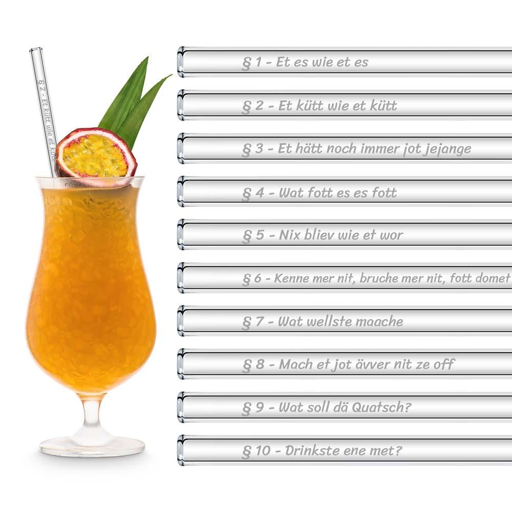 Glasstrohhalme Party Set mit 20 Sprüchen für Karneval