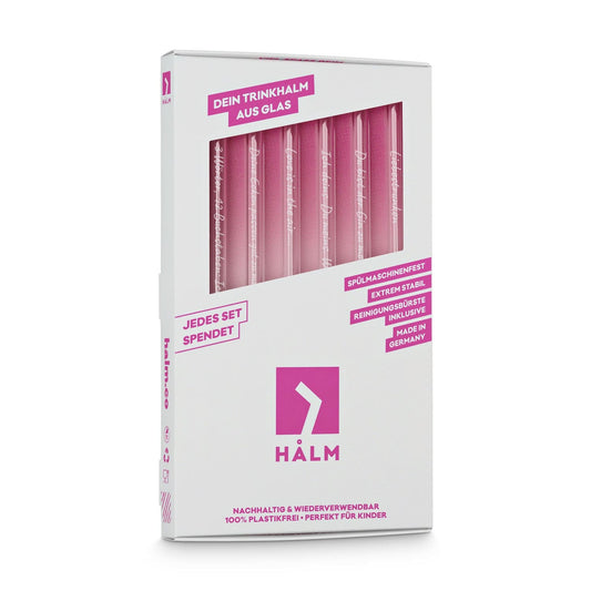 Liebessprüche Edition gravierte Glastrinkhalme mit Sprüchen für die Liebe - 6 Stück