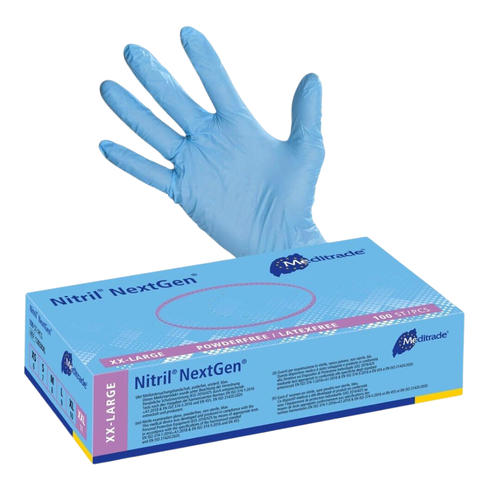 Meditrade Nitril Handschuhe NextGen® EN 455, puderfrei, blau, 100 Stk.