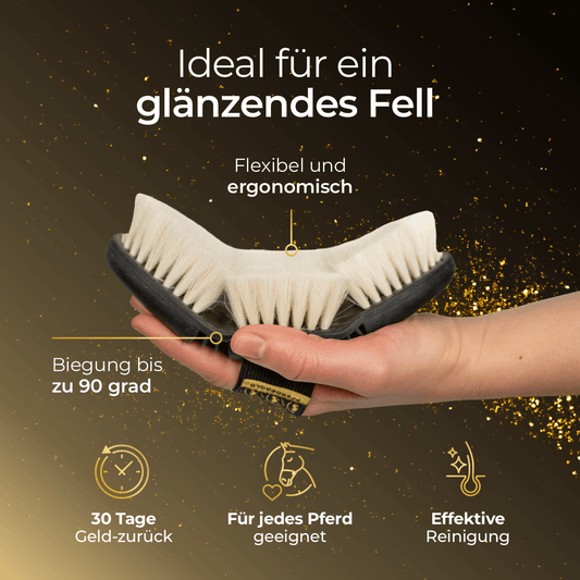 Brustelbürste für Pferdefell mit elastischer Handschlaufe und Flexibilität-Pferdegold®