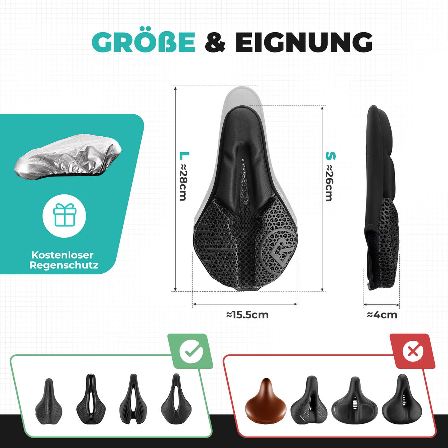 ROCKBROS Fahrradsitz Überzug Sattelbezug Polsterung 3D Stoßdämpfend