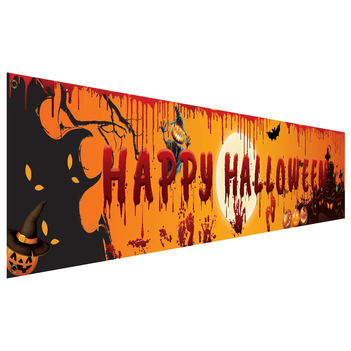 250cm Halloween Banner mit Kürbis und blutigen Handabdrücken für Indoor Outdoor