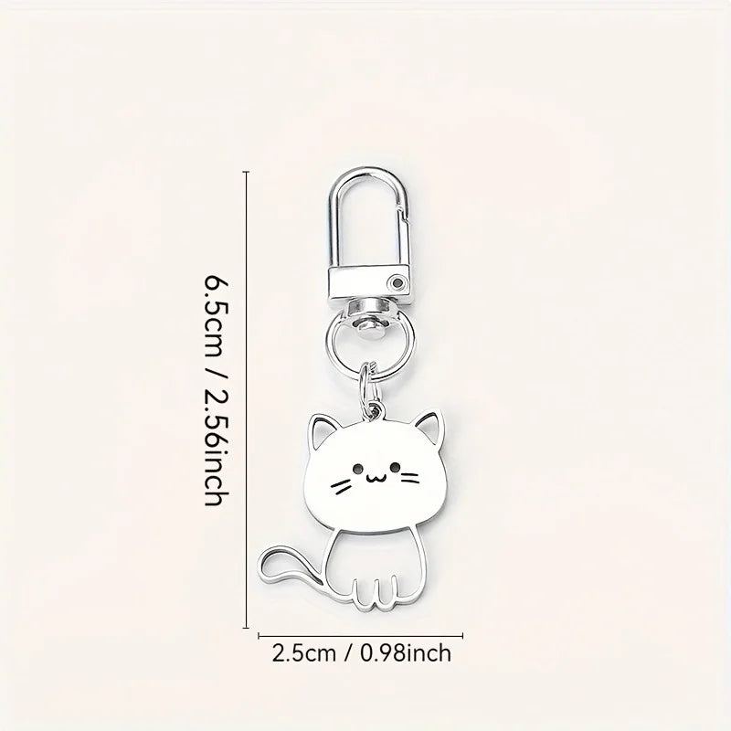 Edelstahl Schlüsselanhänger für Paare Katze Fisch Motiv Valentinstag