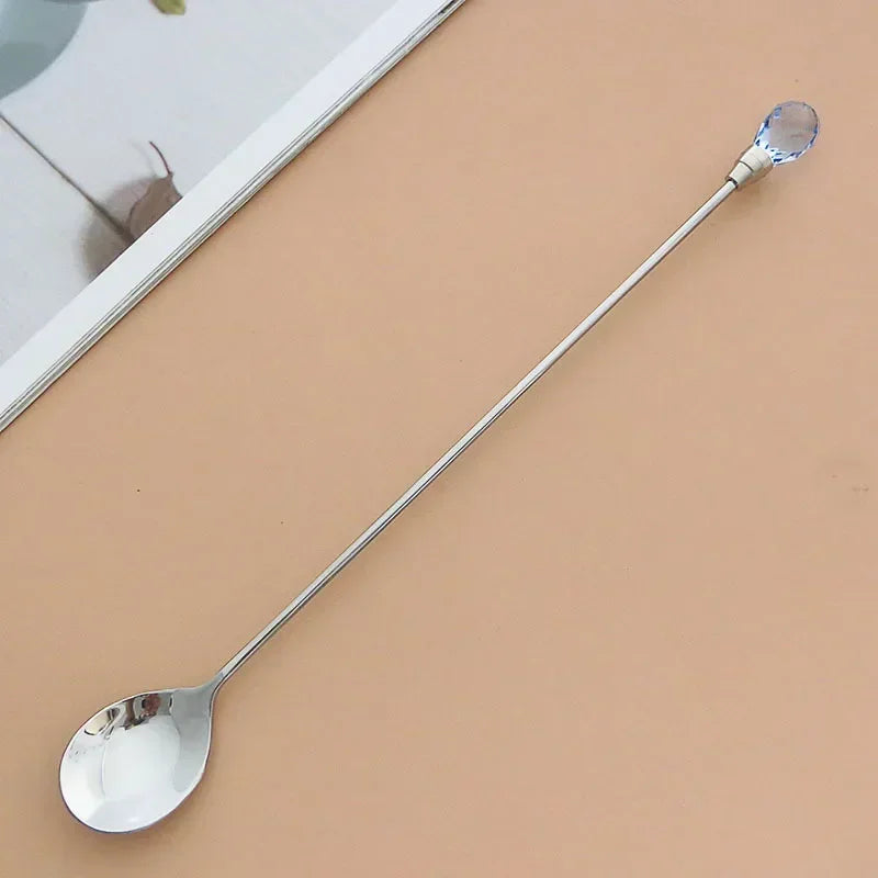 Elegantes 4er-Set Edelstahl-Diamant-Kaffeelöffel 18 cm – Perfekt für Kaffee & Dessert
