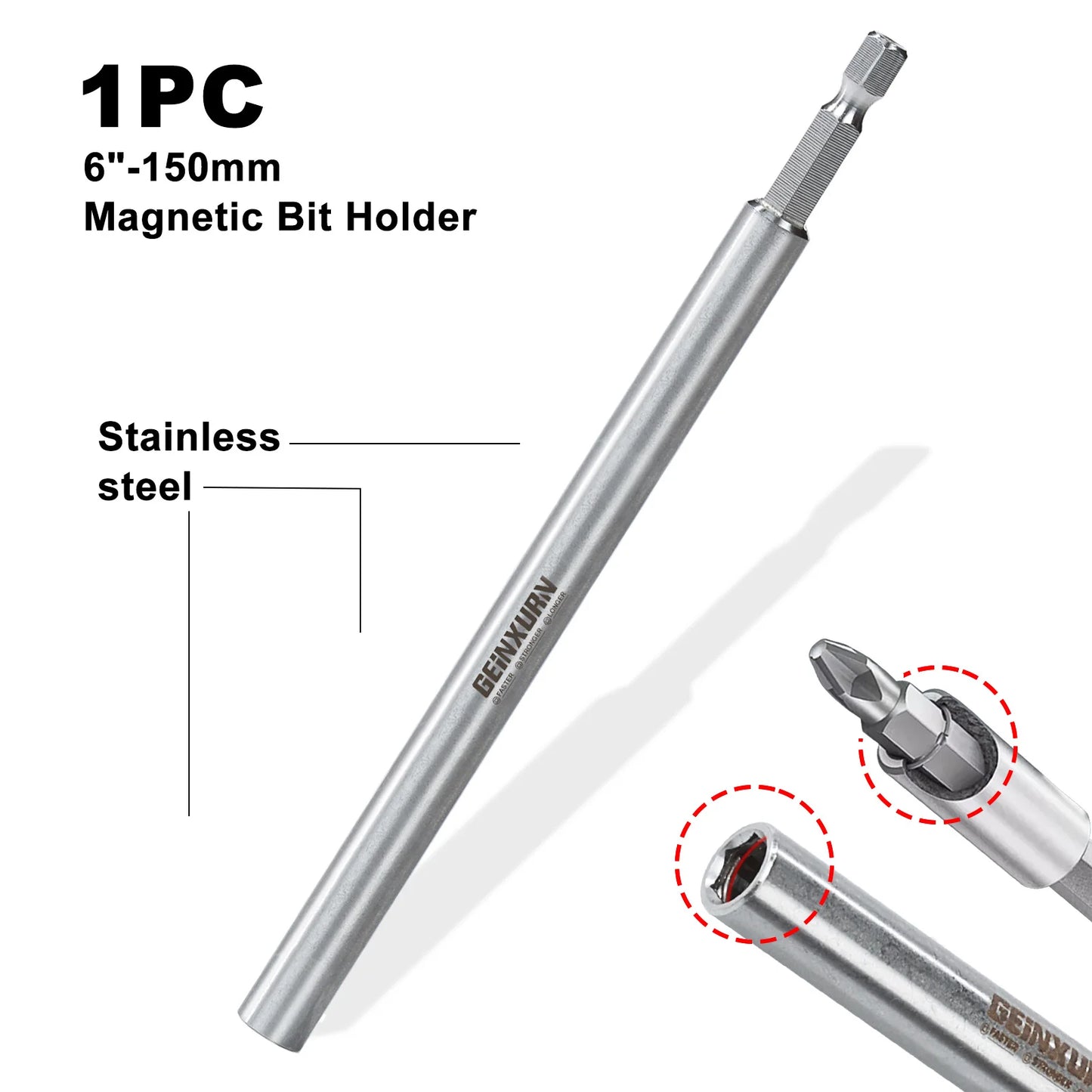 6 Zoll Magnetischer Schnellwechsel Bithalter Edelstahl für Schraubendreher