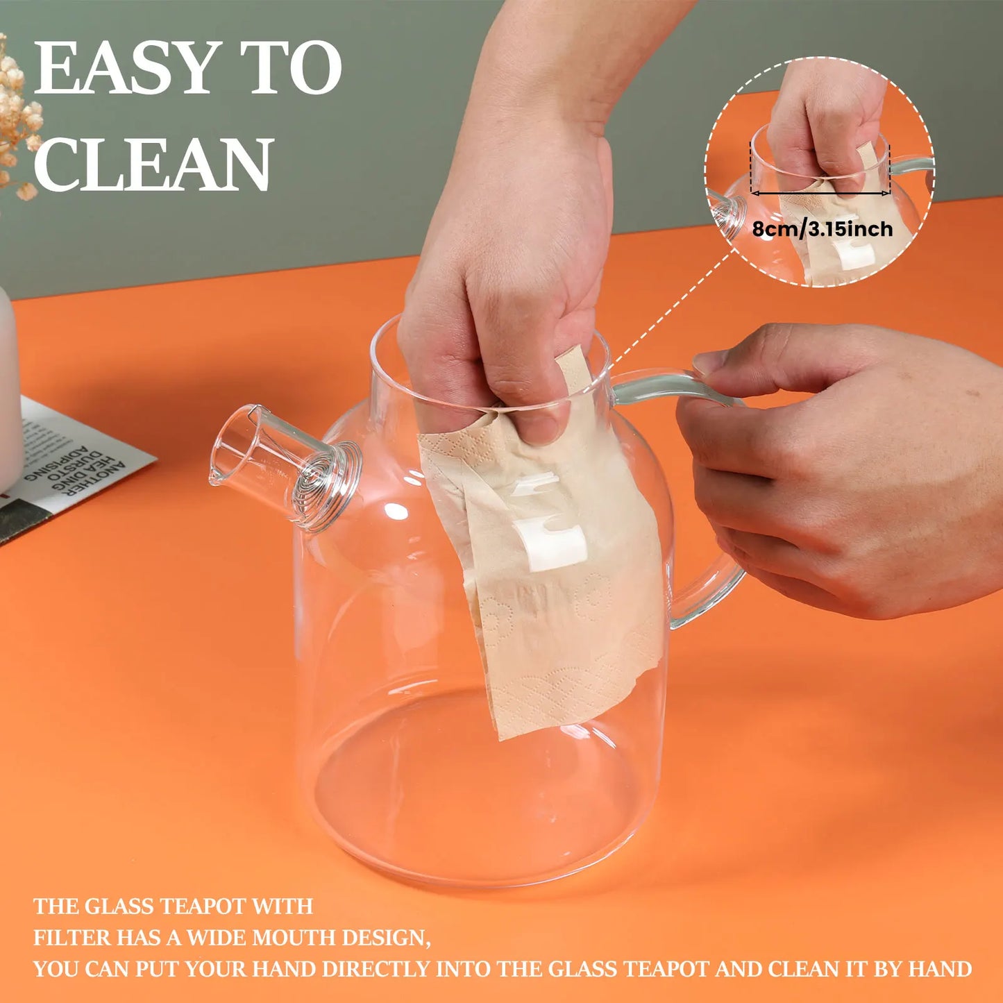 Multifunktionaler Glaskrug mit Bambusdeckel und Griff 1800ml