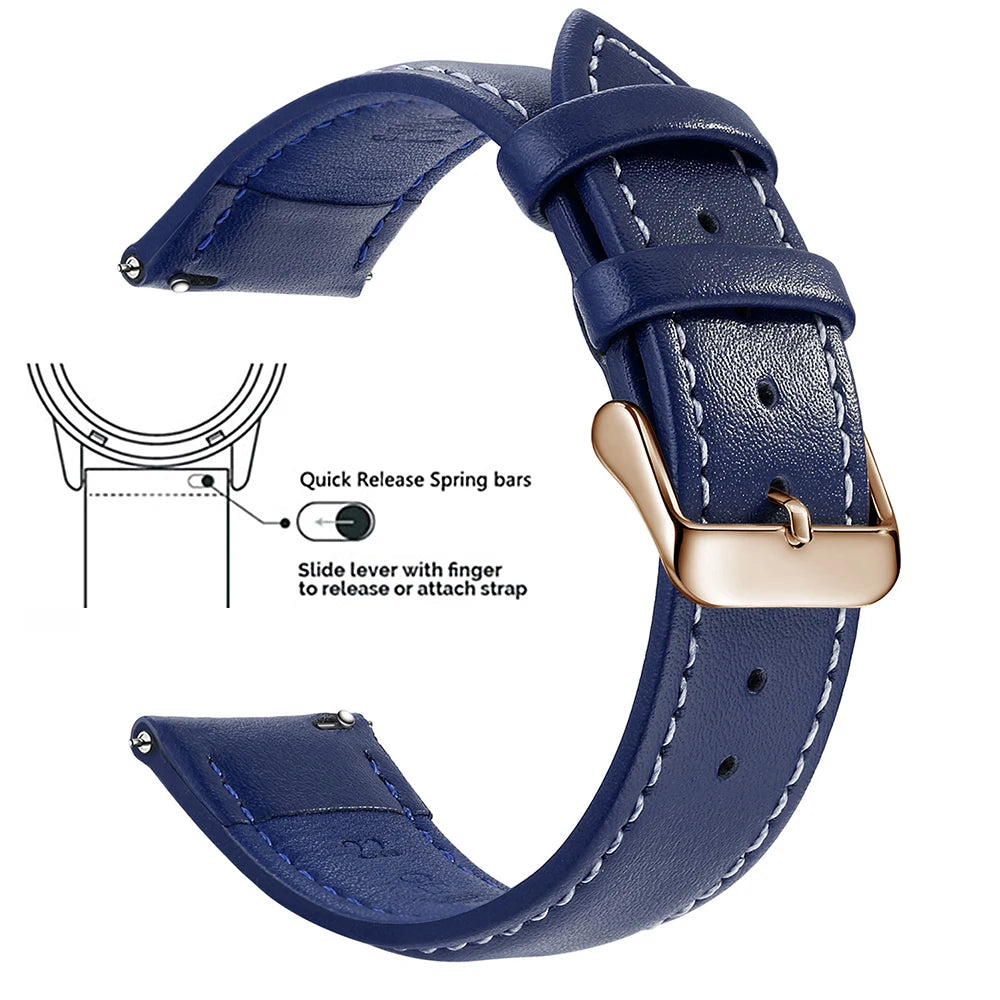 Echtleder Uhrenarmband Schnellverschluss 18/20/22mm für viele Smartwatches
