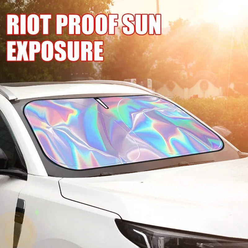 Effektiver UV- - Hitzeschutz: Faltbarer Auto Frontscheiben-Sonnenschutz mit Laser-Design