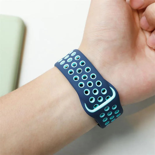 Atmungsaktives Silikon-Sportarmband kompatibel mit Smartwatch 38-49 mm