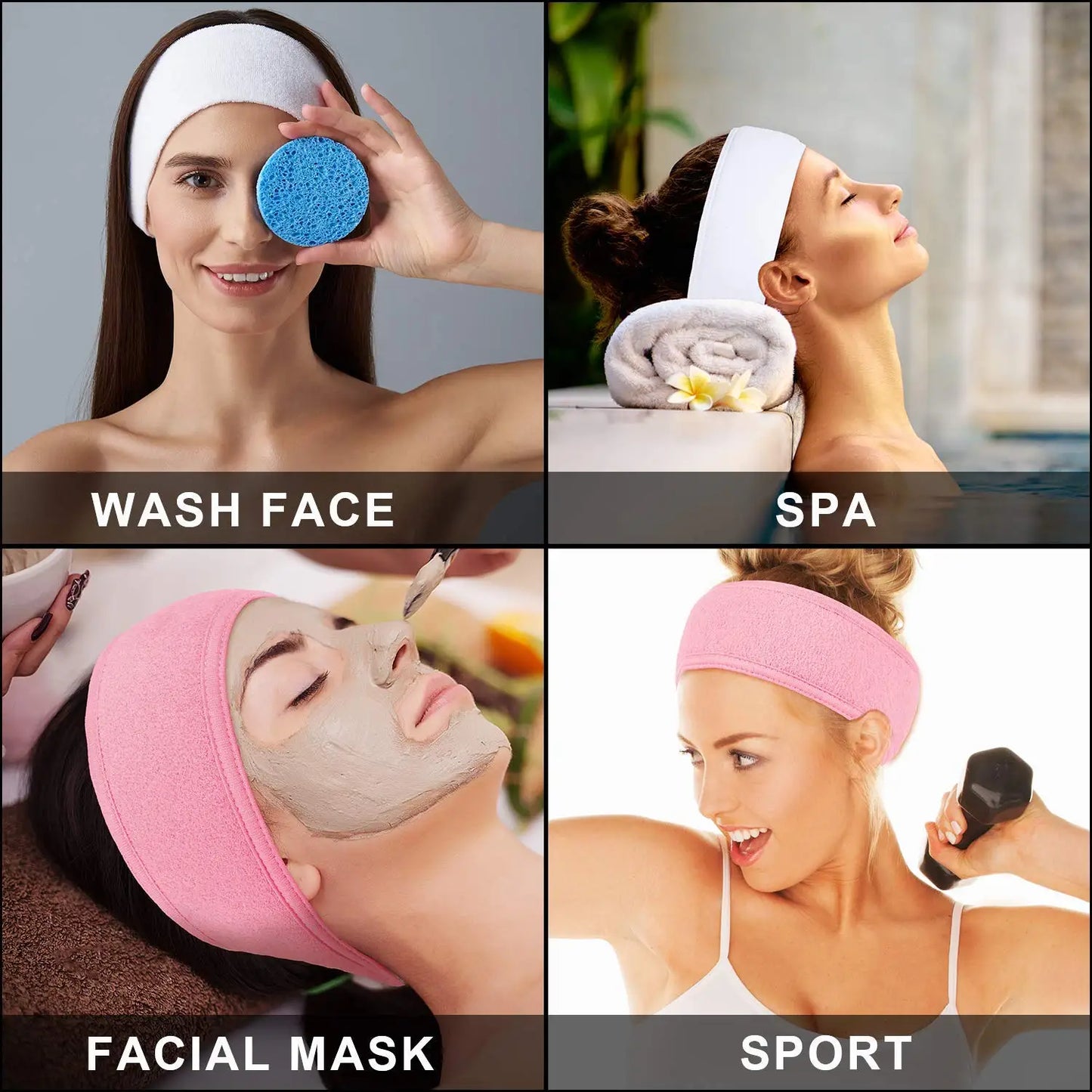 Verstellbares Frottee-Kopfband für Damen, ideal für Spa und Make-up