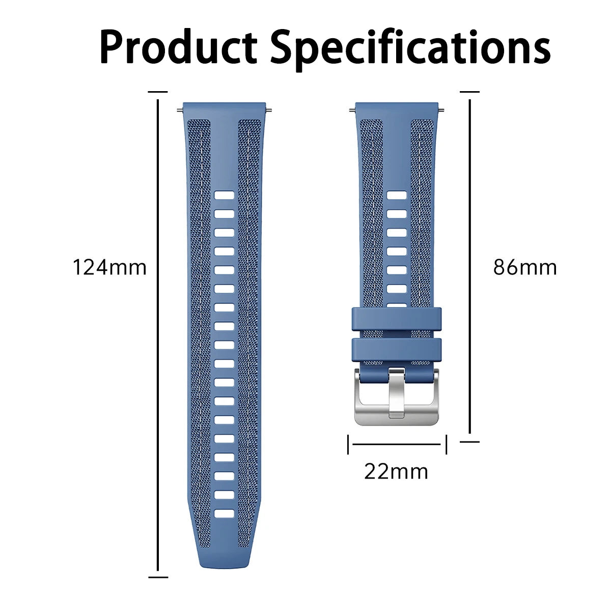 22 mm Nylonarmband mit Silikonanteil für Smartwatch, robust und komfortabel
