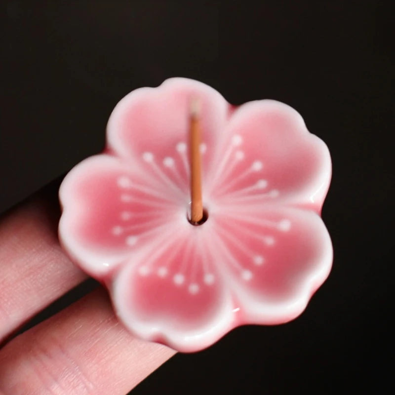 Keramik Weihrauch Stick Brenner mit Kirschblüten-Design und Aschefänger