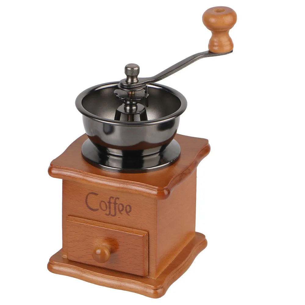 Holz Mini Retro Stil manuelle Kaffeemühle mit Edelstahlgriff und Keramikmahlwerk
