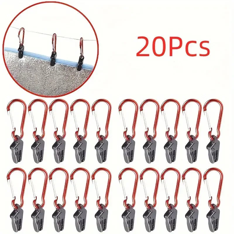 20er Set winddichte Planenklemmen mit Karabinern – sicher - robust für Outdoor