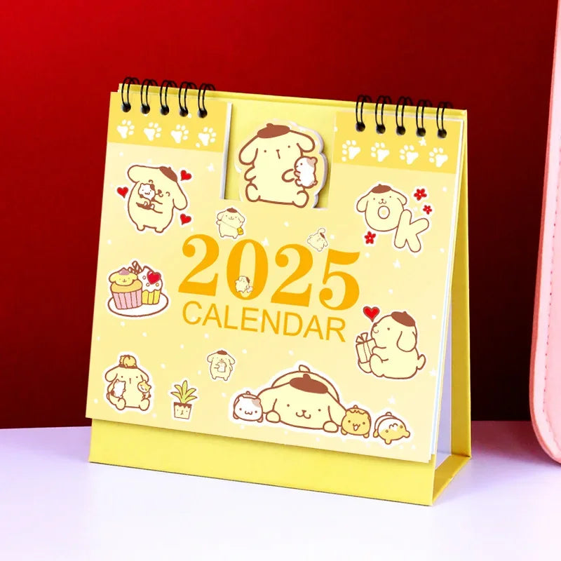 Charmanter 2025 Tischkalender mit kawaii Design und täglicher - monatlicher Planung