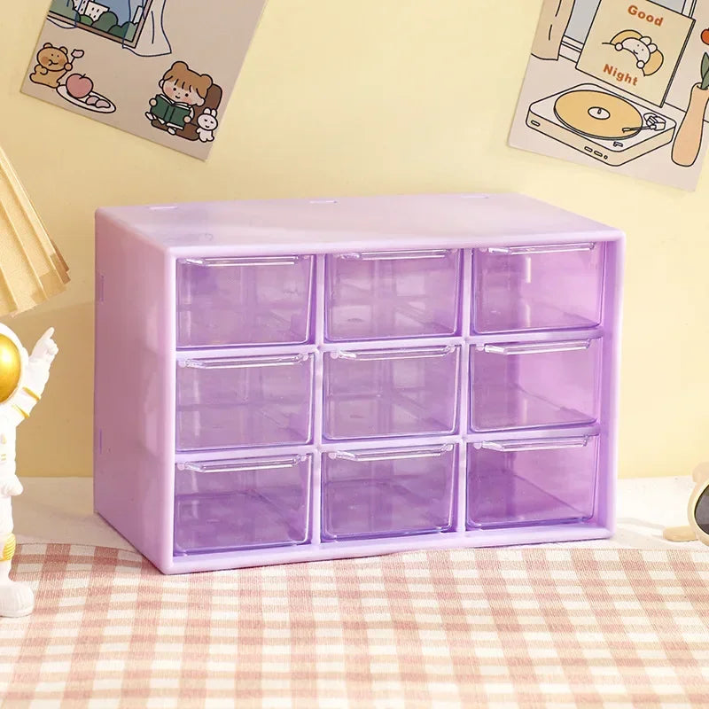 Desktop 9-Fächer Organizer transparent mit Schublade für Schreibtisch
