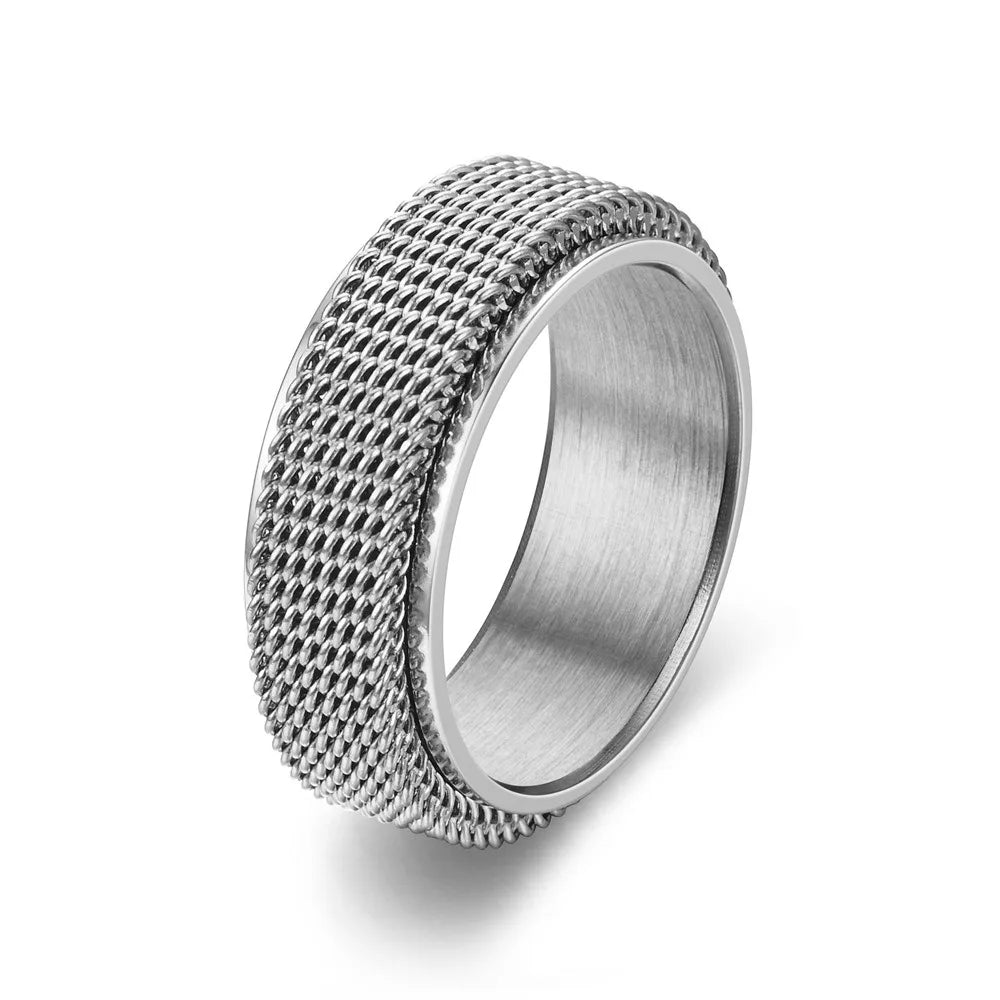 Edelstahl Spinner Ring 8mm für Damen Herren - Drehbare Kette gegen Stress