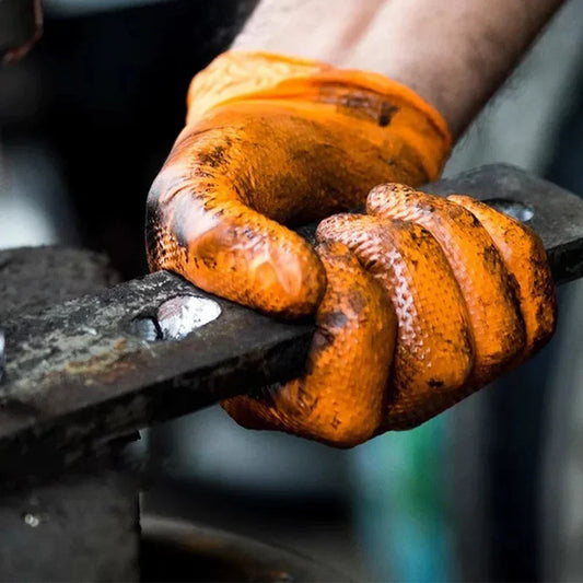 Orange Nitrilhandschuhe 8 Mil mit rautenstrukturiertem Griff für Arbeit