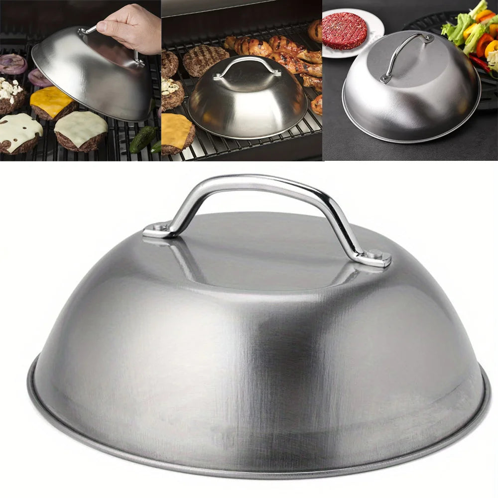Robuste 9-Zoll Edelstahl Grillabdeckung mit Griff – Perfekt für BBQ - Outdoor