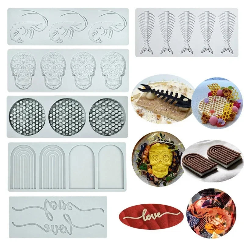 Silikon Kuchenform mit Totenkopf - Fischgräten – Backform für Details