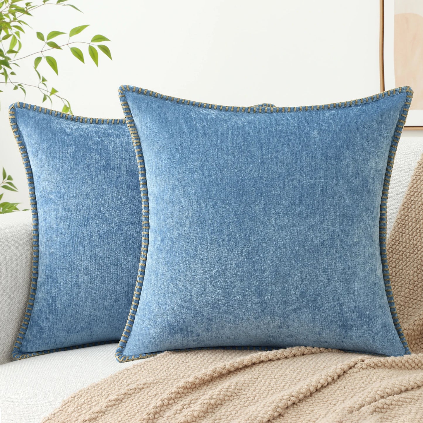 Weiche Chenille-Kissenbezüge 45,7 x 45,7 cm im 2er-Set für komfortable Dekoration