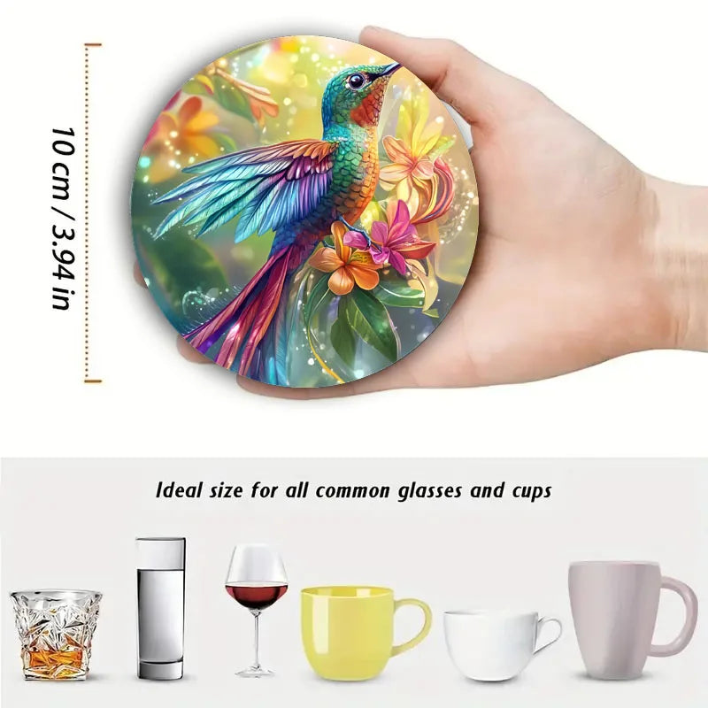 4er Set bunte rutschfeste Holzuntersetzer ideal für Küche Büro Party