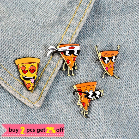 Lustige Pizza Mann Emaille Pin Brosche für Kleidung & Taschen