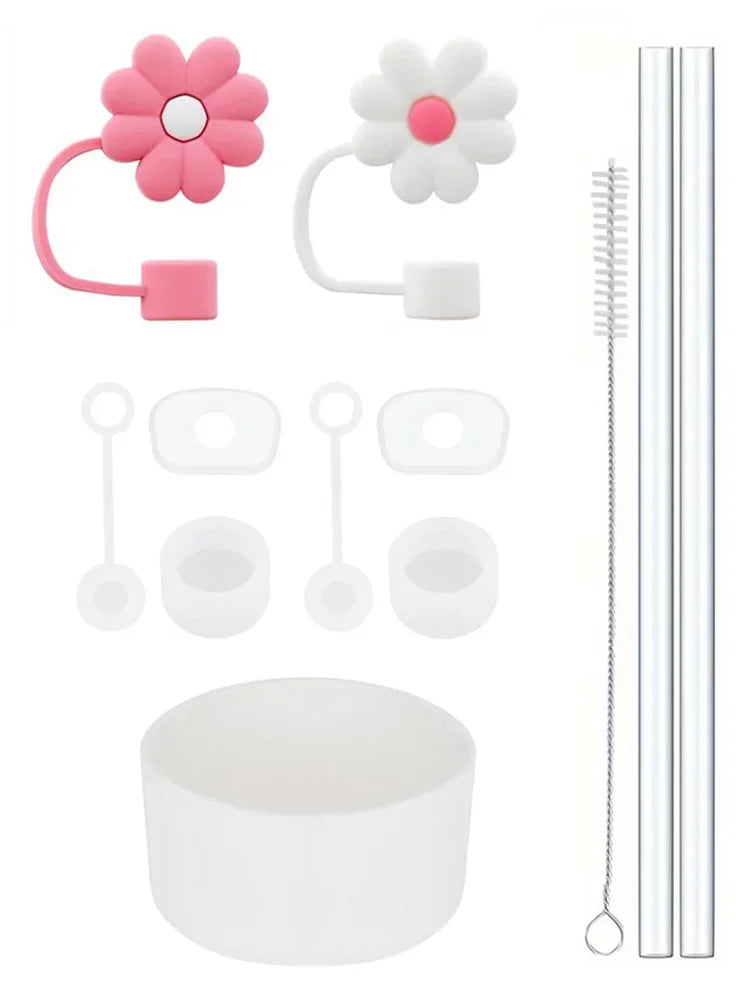 Praktisches 11-teiliges Zubehör-Set mit Silikonstopper - Strohhalm für 30/40oz Becher
