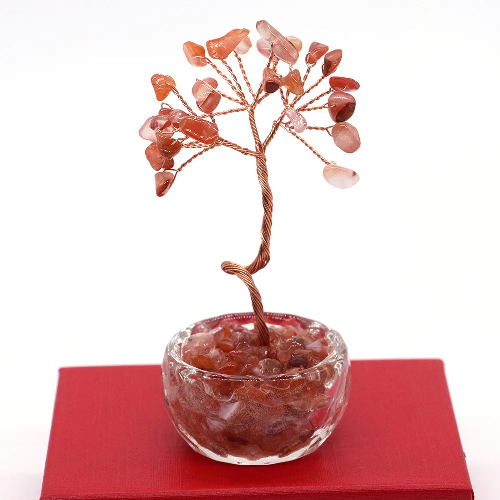 7-Chakren Lebensbaum Deko: Naturkristall Feng Shui Ornament für Heim Büro