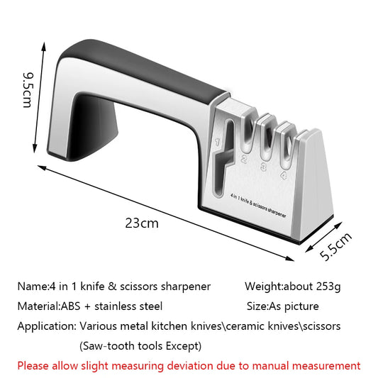 4-in-1 Messerschärfer für Edelstahlklingen manuell