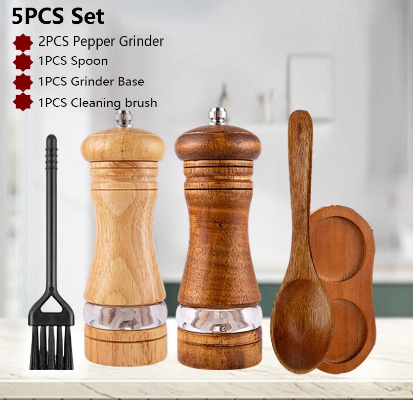 6 Zoll Holz Pfeffermühle manuell mit einstellbarem Keramik-Mahlwerk