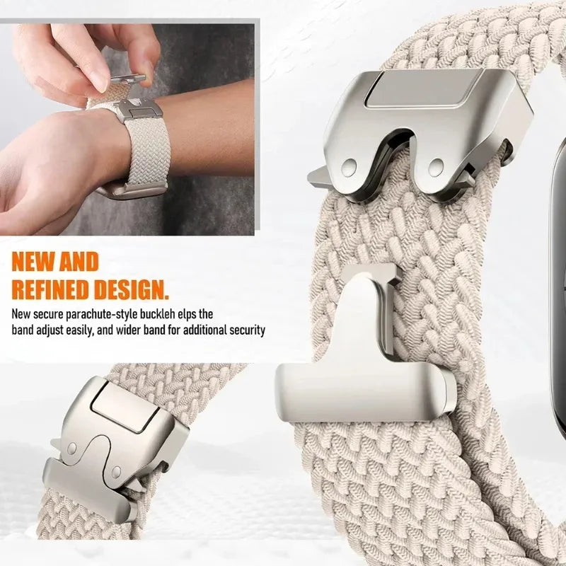 Geflochtenes Fallschirm-Nylonarmband mit Metallverschluss für Smartwatches