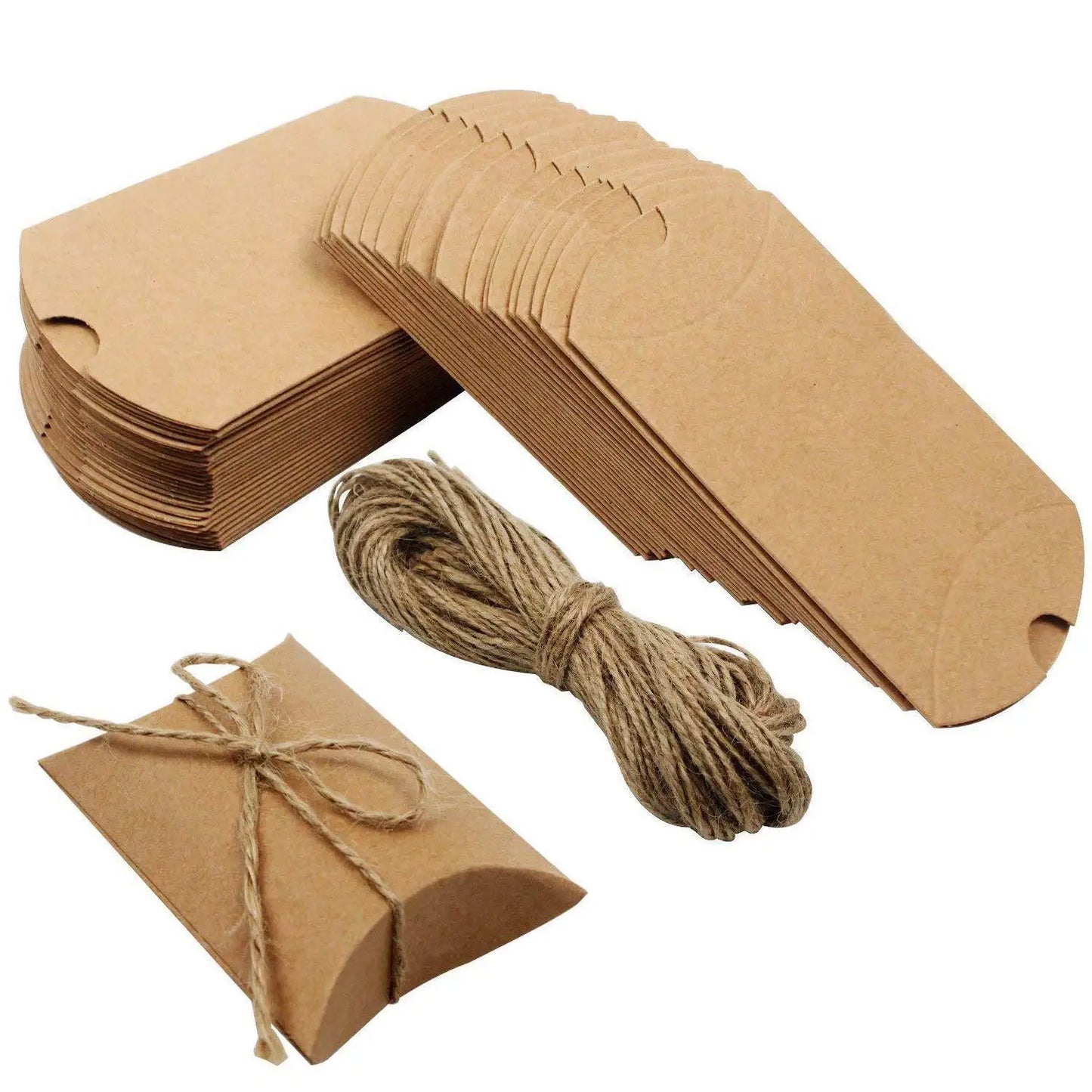 50PCS Kraftpapier Kissen Boxen – Umweltfreundlich & Stabil für Hochzeit & Party