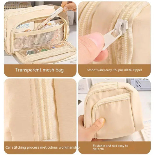 Mehrschichtiges Federmäppchen mit großem Fassungsvermögen für Schule - Alltag