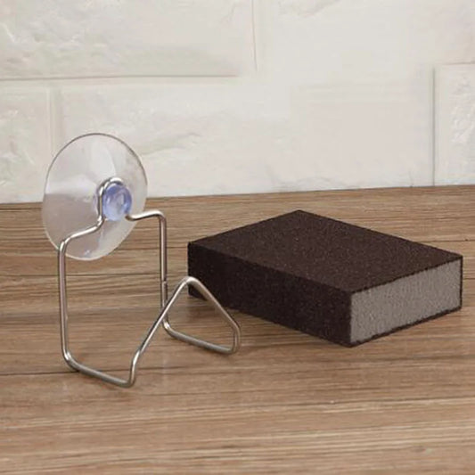 Platzsparender Edelstahl Saugnapf-Halter für Schwamm - Tuch – rostfrei, 1 Stück