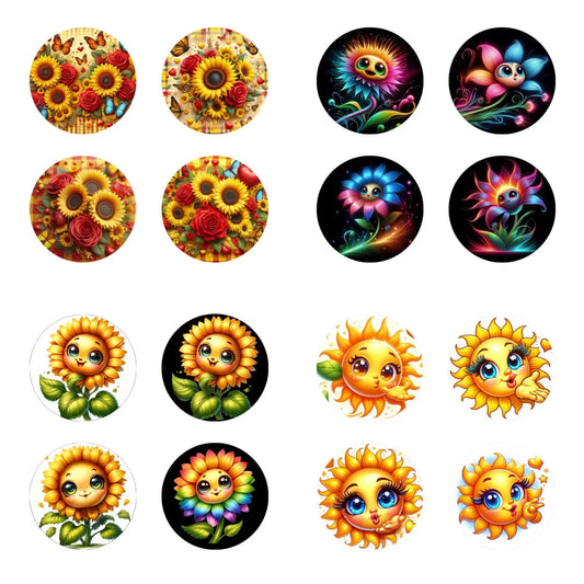 4er Set bunte Sonnenblumen Holz-Untersetzer rutschfest für Küche Büro