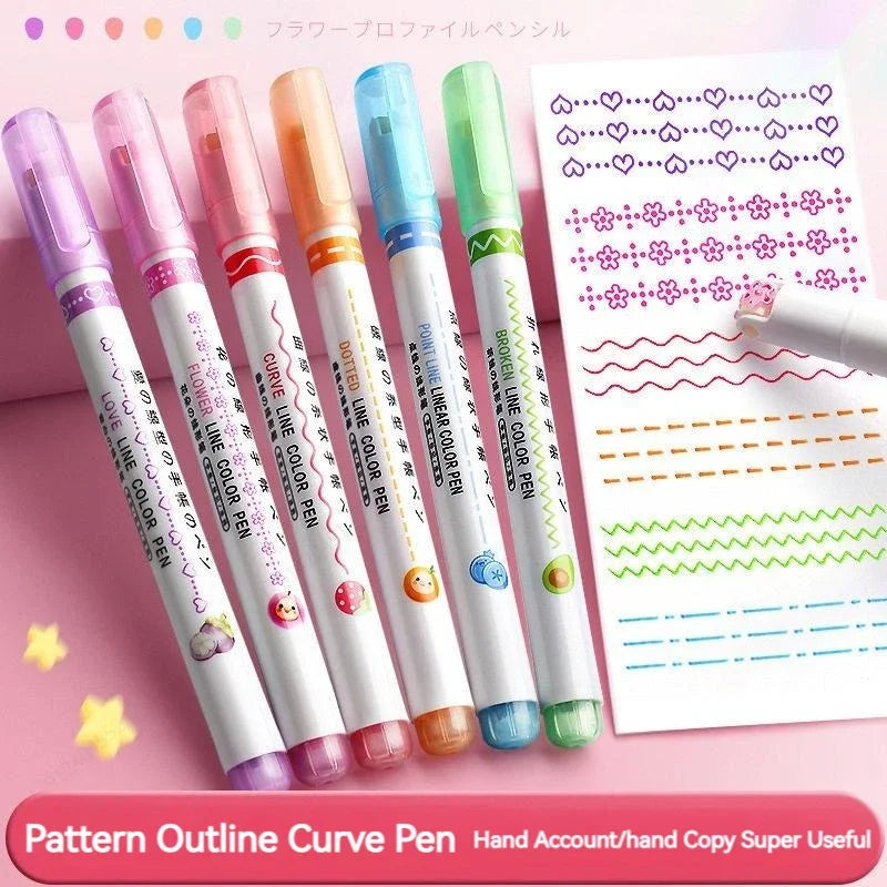 Kawaii Blumen-Highlighter Set 6 Farben mit Roller Spitze – Perfekt für Schule & Büro