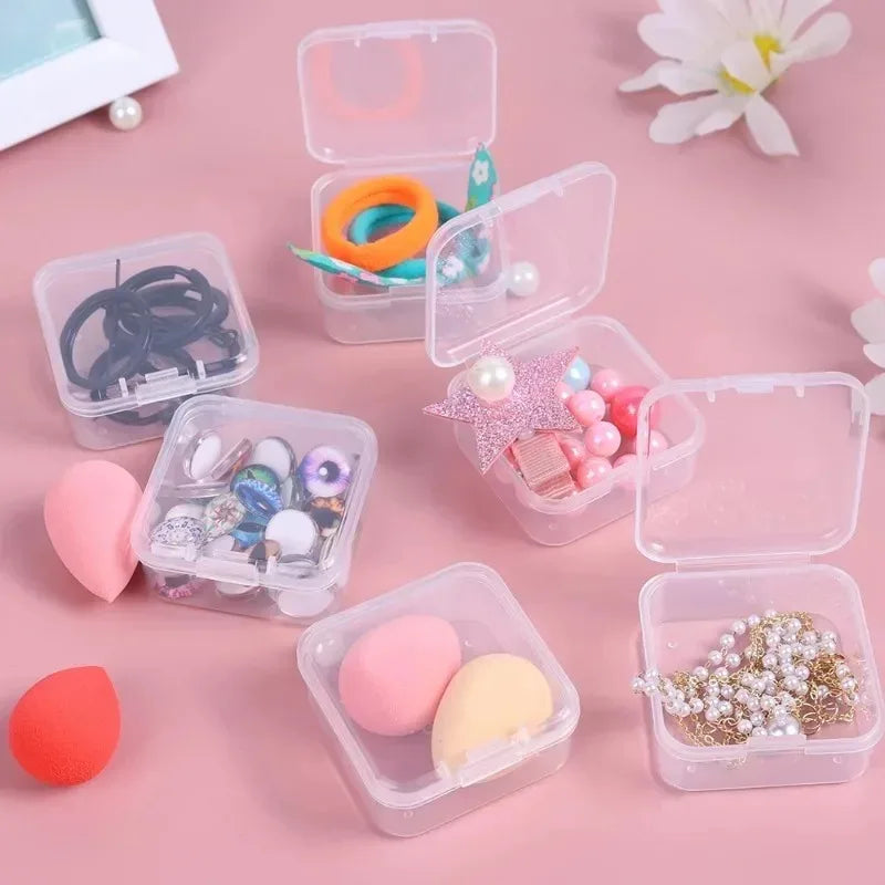 Platzsparend - Sicher: 6er Set transparente Mini Schmuck Aufbewahrungsboxen