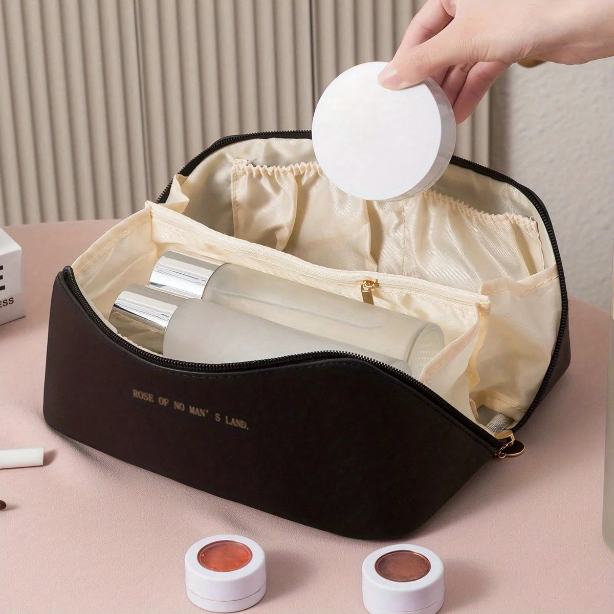 Luxuriöser Make-up-Organizer aus PU-Leder – geräumig, stilvoll - reisefreundlich